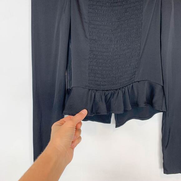 NWT GOOD AMERICAN Too Tempted Satin Corset Top whimsigoth black 2k - Picture 7 of 9